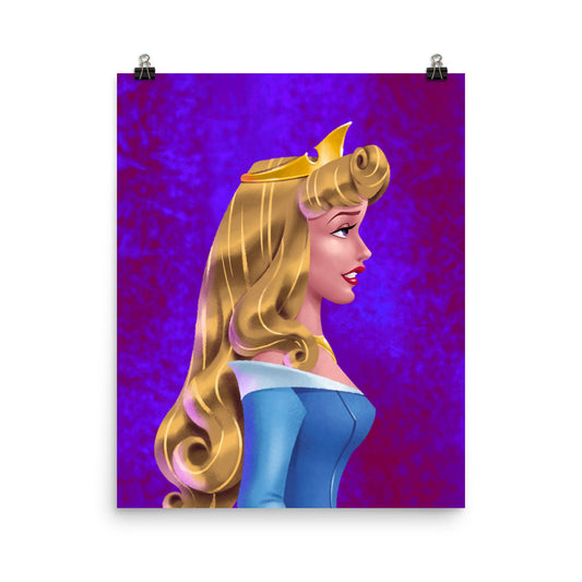 Limited Edition Princess Profile Aurora Blue Fine Art Print - Enhanced Matte Paper